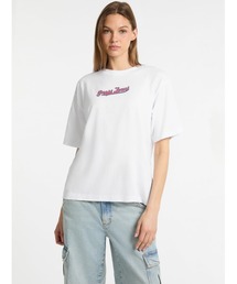GUESS JEANS Ss Cn Os Curved Logo Tee 半袖Tシャツ レディース