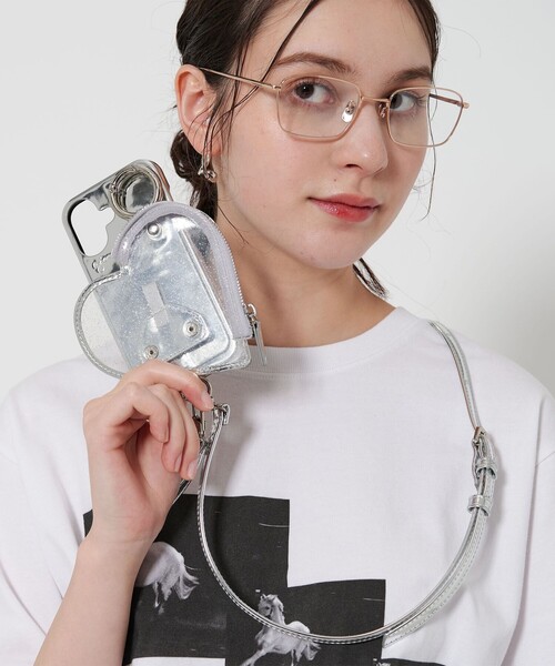 ajew エジュウPVC HEART PLANET POCKETケース シルバー ajew＞PVC HEART PLANET POCKET iPhone16ケース（スマホケース