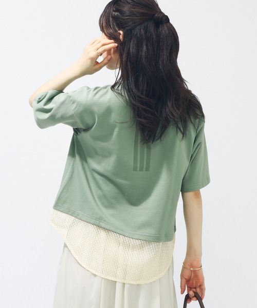 adidas（アディダス）の「【別注】アディダス adidas W LUX CA メッシュレイヤードTシャツ AP 限定コラボ（Tシャツ/カットソー・レディース・ブラウン/グリーン・S/M/L/XL）」の20枚目の写真