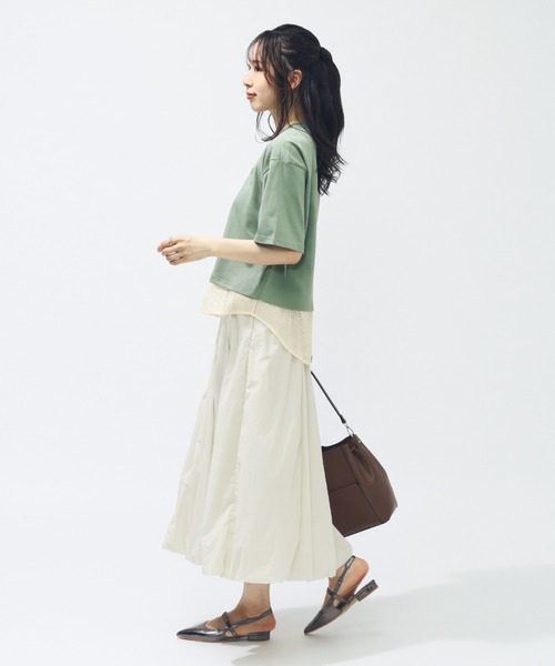 adidas（アディダス）の「【別注】アディダス adidas W LUX CA メッシュレイヤードTシャツ AP 限定コラボ（Tシャツ/カットソー・レディース・ブラウン/グリーン・S/M/L/XL）」の6枚目の写真