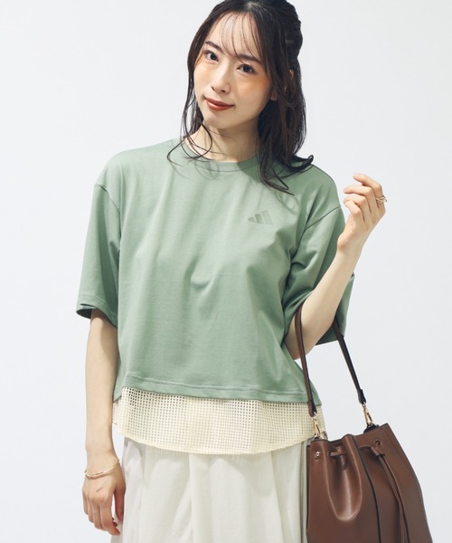 adidas（アディダス）の「【別注】アディダス adidas W LUX CA メッシュレイヤードTシャツ AP 限定コラボ（Tシャツ/カットソー・レディース・ブラウン/グリーン・S/M/L/XL）」の17枚目の写真