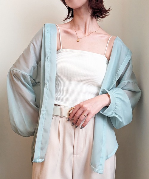 styiro（スタイロ）の「【10色展開】光沢感シアーボリュームカラーブラウスシャツ 冷房対策（シャツ/ブラウス・レディース・ブラック/ホワイト/グレー/ブルー/ピンク/パープル/オレンジ/クリーム/グリーン系その他/イエロー・FREE）」の5枚目の写真