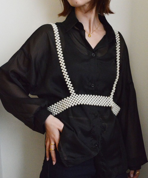 styiro（スタイロ）の「【10色展開】光沢感シアーボリュームカラーブラウスシャツ 冷房対策（シャツ/ブラウス・レディース・ブラック/ホワイト/グレー/ブルー/ピンク/パープル/オレンジ/クリーム/グリーン系その他/イエロー・FREE）」の21枚目の写真