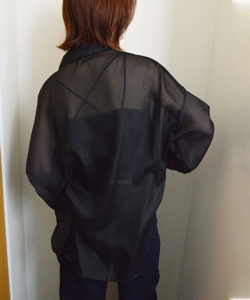 styiro（スタイロ）の「【10色展開】光沢感シアーボリュームカラーブラウスシャツ 冷房対策（シャツ/ブラウス・レディース・ブラック/ホワイト/グレー/ブルー/ピンク/パープル/オレンジ/クリーム/グリーン系その他/イエロー・FREE）」の17枚目の写真