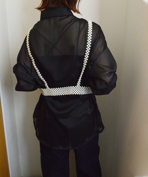 styiro（スタイロ）の「【10色展開】光沢感シアーボリュームカラーブラウスシャツ 冷房対策（シャツ/ブラウス・レディース・ブラック/ホワイト/グレー/ブルー/ピンク/パープル/オレンジ/クリーム/グリーン系その他/イエロー・FREE）」の19枚目の写真