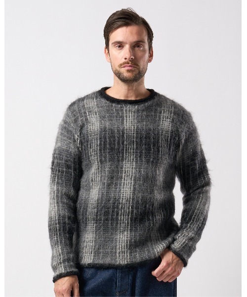 WJK / ニット・セーター(厚手)/S/レーヨン/BLK mohair shaggy knit crew（ニット/セーター）｜wjk（ダヴルジェイケイ