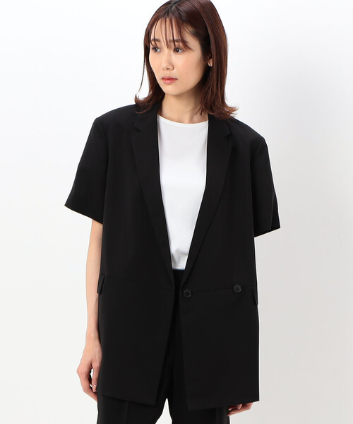 COMME CA（コムサ）の「【セットアップ対応】ドライトリアセクロス 半袖ジャケット（テーラードジャケット・レディース・ベージュ/グリーン・9号）」の4枚目の写真