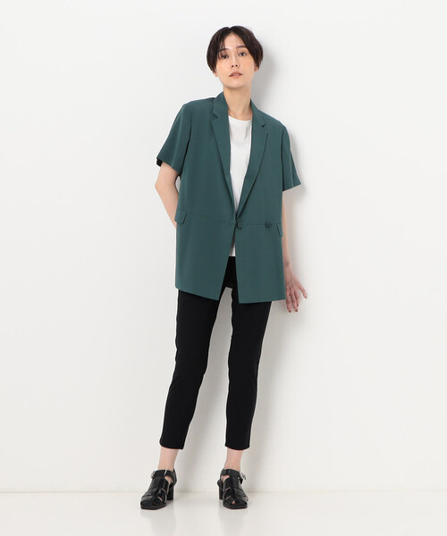 COMME CA（コムサ）の「【セットアップ対応】ドライトリアセクロス 半袖ジャケット（テーラードジャケット・レディース・ベージュ/グリーン・9号）」の7枚目の写真