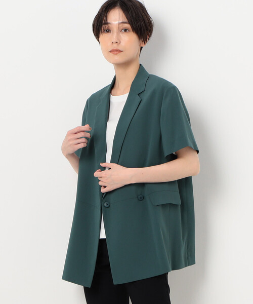 COMME CA（コムサ）の「【セットアップ対応】ドライトリアセクロス 半袖ジャケット（テーラードジャケット・レディース・ベージュ/グリーン・9号）」の8枚目の写真