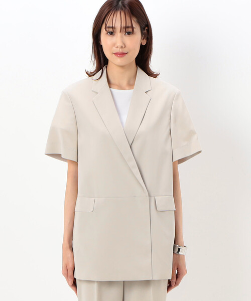 COMME CA（コムサ）の「【セットアップ対応】ドライトリアセクロス 半袖ジャケット（テーラードジャケット・レディース・ベージュ/グリーン・9号）」の9枚目の写真