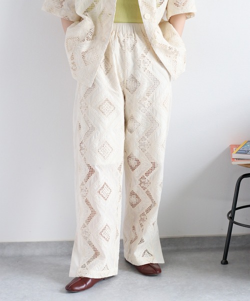 cepo（セポ）の「〈セットアップ対応〉コットンレース刺繍イージーパンツ（その他パンツ・レディース・ブラック/オフホワイト・M）」の12枚目の写真