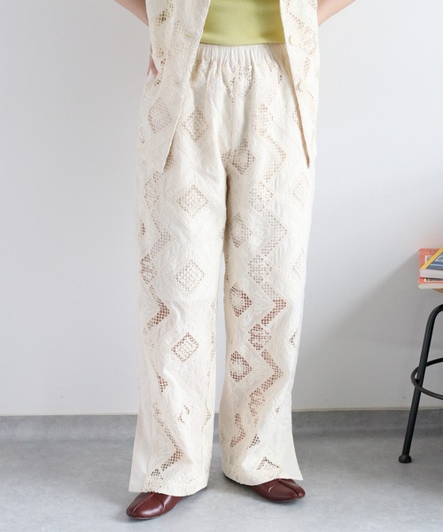 cepo（セポ）の「〈セットアップ対応〉コットンレース刺繍イージーパンツ（その他パンツ・レディース・ブラック/オフホワイト・M）」の17枚目の写真