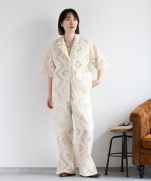 cepo（セポ）の「〈セットアップ対応〉コットンレース刺繍イージーパンツ（その他パンツ・レディース・ブラック/オフホワイト・M）」の3枚目の写真