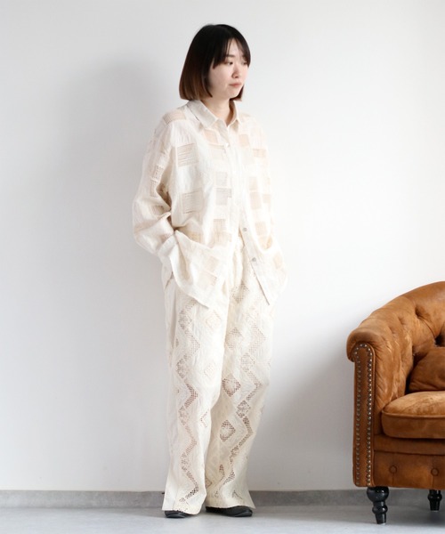 cepo（セポ）の「〈セットアップ対応〉コットンレース刺繍イージーパンツ（その他パンツ・レディース・ブラック/オフホワイト・M）」の8枚目の写真