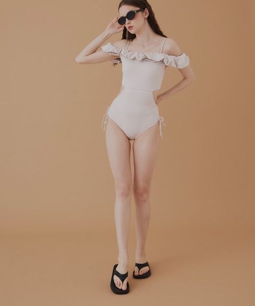 2WAYフリルオフショルサイドリボンスイムウェア（水着）｜Mili