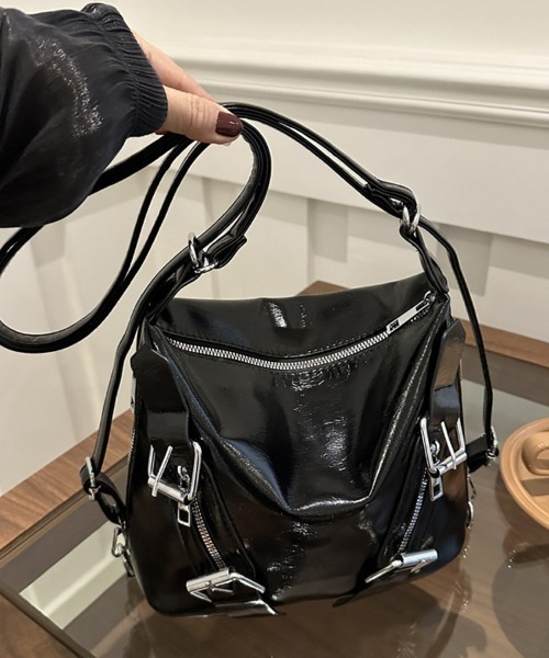 shoppinggo(ショッピングゴー)の「ショルダーバッグ 2way リュック(ショルダーバッグ・レディース・ワインレッド/キャメル/ブラウン/ブラック・FREE)」の12枚目の写真