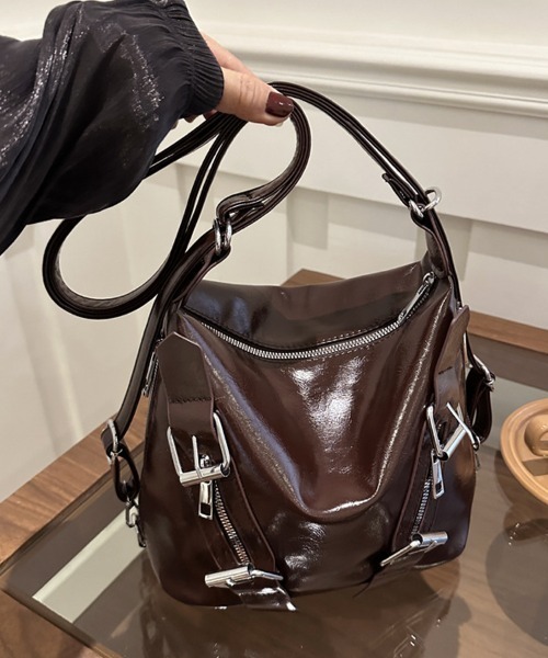 shoppinggo(ショッピングゴー)の「ショルダーバッグ 2way リュック(ショルダーバッグ・レディース・ワインレッド/キャメル/ブラウン/ブラック・FREE)」の15枚目の写真