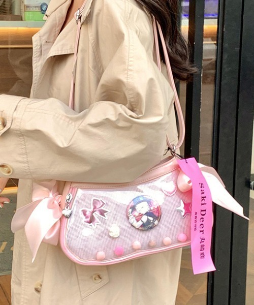 推し活さぽちゃん(オシカツサポチャン)の「リボンラウンド痛バッグ ショルダーバッグ(ショルダーバッグ・レディース・ピンク/グリーン/ホワイト/シルバー/ブラック・F)」の7枚目の写真