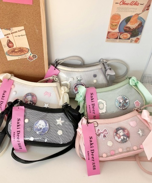 推し活さぽちゃん(オシカツサポチャン)の「リボンラウンド痛バッグ ショルダーバッグ(ショルダーバッグ・レディース・ピンク/グリーン/ホワイト/シルバー/ブラック・F)」の14枚目の写真