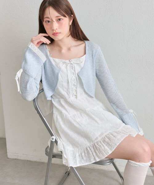 OLIVE des OLIVE（オリーブデオリーブ）の「【インフルエンサー企画】袖リボンボレロ（カーディガン/ボレロ・レディース・オフホワイト/サックスブルー/ブラック・FREE）」の18枚目の写真