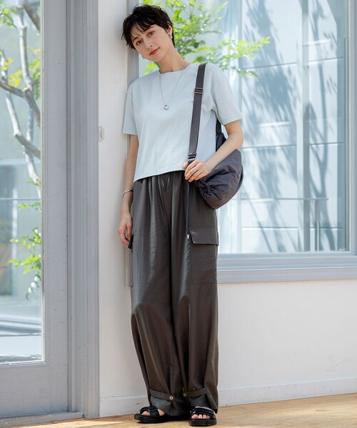 23区 S(ニジュウサンクチイサイサイズ)の「【速乾性/汗じみ防止】半袖 クロップド IT Tシャツ(Tシャツ/カットソー・レディース・ホワイト系/ダークブラウン系/スカイブルー系/ライトオレンジ系/ベージュ系・32)」の10枚目の写真