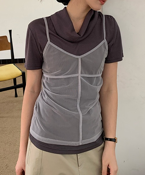 SUWDEE（スーディー）の「mesh camisole bustier（キャミソール・レディース・グレー/ホワイト/ネイビー・FREE）」の13枚目の写真