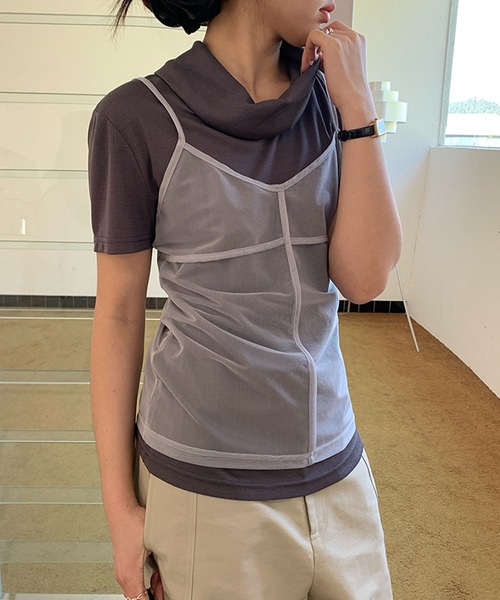 SUWDEE（スーディー）の「mesh camisole bustier（キャミソール・レディース・グレー/ホワイト/ネイビー・FREE）」の14枚目の写真