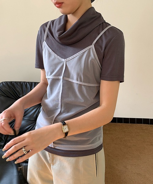 SUWDEE（スーディー）の「mesh camisole bustier（キャミソール・レディース・グレー/ホワイト/ネイビー・FREE）」の15枚目の写真