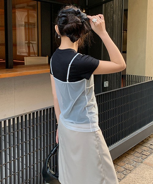 SUWDEE（スーディー）の「mesh camisole bustier（キャミソール・レディース・グレー/ホワイト/ネイビー・FREE）」の7枚目の写真