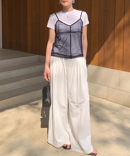 SUWDEE（スーディー）の「mesh camisole bustier（キャミソール・レディース・グレー/ホワイト/ネイビー・FREE）」の11枚目の写真
