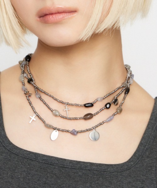 LAGUA GEM（ラグアジェム）の「LAYERING BEADS ネックレス（ネックレス・レディース・ブラック系その他2/ブラウン系その他2・FREE）」の2枚目の写真