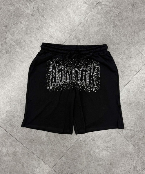 ATMARK(アットマーク)の「《フリーサイズ / UNISEX 》ATMARK オールドイングリッシュロゴハーフパンツ サガラ刺繍 ラインストーン(スウェットパンツ・メンズ・ブルー系その他/ピンク/チャコールグレー/ターコイズブルー/カーキ/ブルー系/ピンク系/シルバー系・FREE)」の8枚目の写真