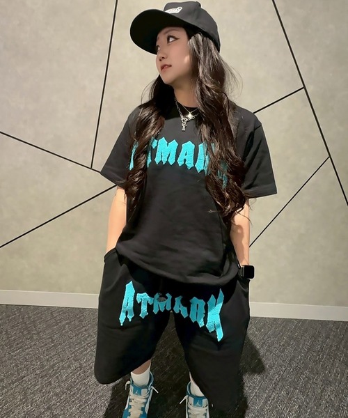ATMARK(アットマーク)の「《フリーサイズ / UNISEX 》ATMARK オールドイングリッシュロゴハーフパンツ サガラ刺繍 ラインストーン(スウェットパンツ・メンズ・ブルー系その他/ピンク/チャコールグレー/ターコイズブルー/カーキ・FREE)」の12枚目の写真