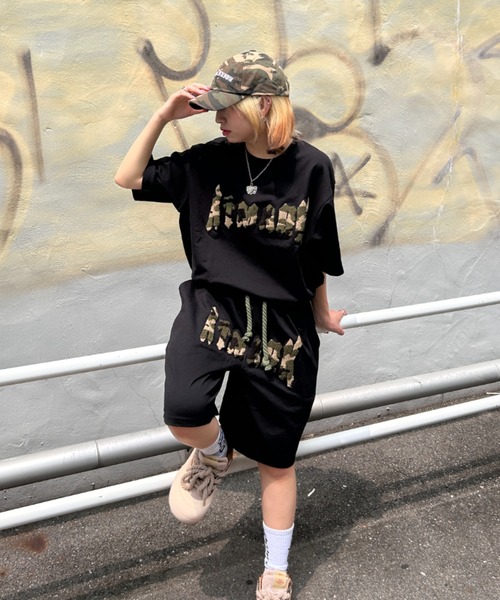 ATMARK(アットマーク)の「《フリーサイズ / UNISEX 》ATMARK オールドイングリッシュロゴハーフパンツ サガラ刺繍 ラインストーン(スウェットパンツ・メンズ・ブルー系その他/ピンク/チャコールグレー/ターコイズブルー/カーキ・FREE)」の13枚目の写真