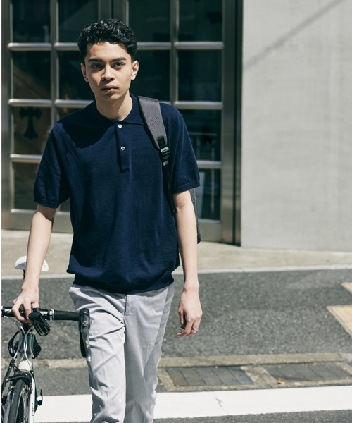 minius(ミニウス)の「【hatoooooooooo】Knit tee スタイル半袖ポロシャツニットティー/サマーニット(ポロシャツ・メンズ・ブラック/ホワイト/ネイビー・LARGE)」の3枚目の写真