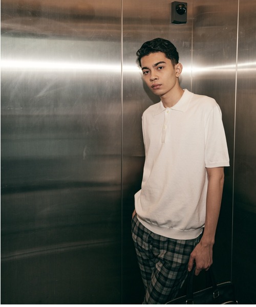 minius(ミニウス)の「【hatoooooooooo】Knit tee スタイル半袖ポロシャツニットティー/サマーニット(ポロシャツ・メンズ・ブラック/ホワイト/ネイビー・LARGE)」の1枚目の写真