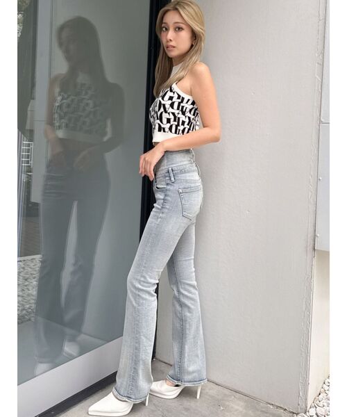 セール】NEWハイウエストBACKクロスフレアパンツ（デニムパンツ