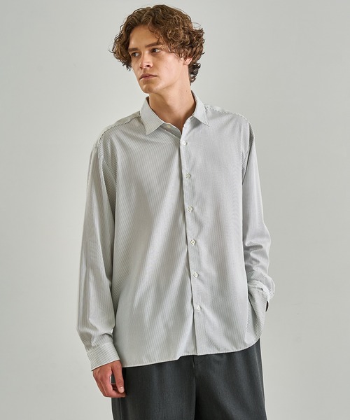 セール】DRY RAYON ストライプリラックスシャツ 防シワ性