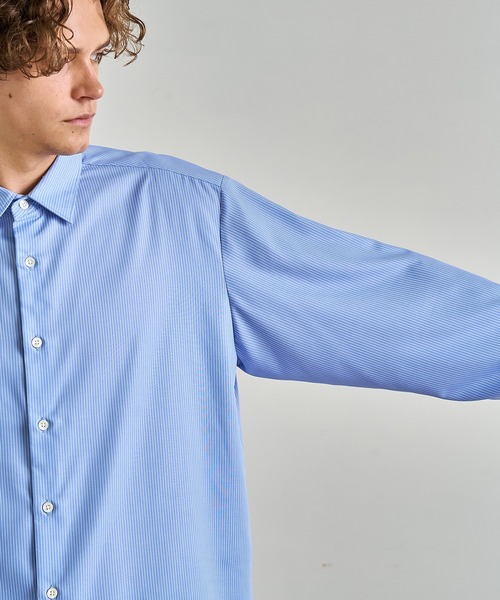 UNITED TOKYO(ユナイテッドトウキョウ)の「再入荷なし!【WEB限定】DRY RAYON ストライプリラックスシャツ |国産/防シワ性/ウォッシャブル/オールシーズン/大人気/速乾性/UVカット/オフィスカジュアル/ビジネス/通勤(シャツ/ブラウス・メンズ・サックスブルー/オフホワイト/ベージュ・1/2/3)」の22枚目の写真