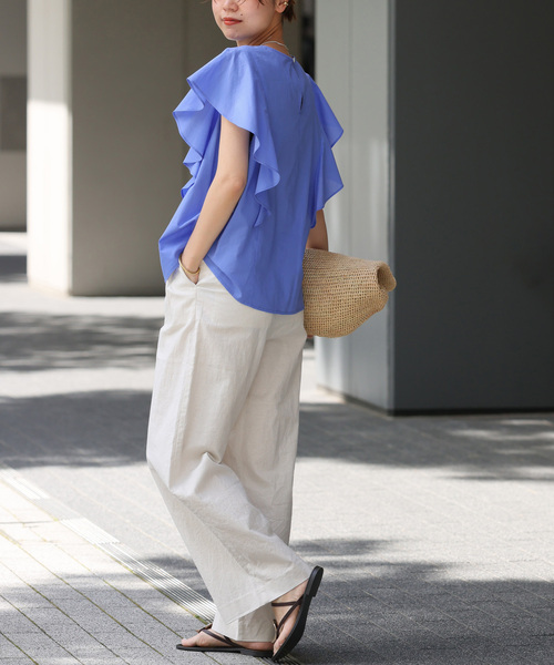 JOURNAL STANDARD relume(ジャーナルスタンダード レリューム)の「《追加》コットンボイルラッフルブラウス(シャツ/ブラウス・レディース・ホワイト×ホワイト/ブルー/ネイビー・FREE)」の21枚目の写真
