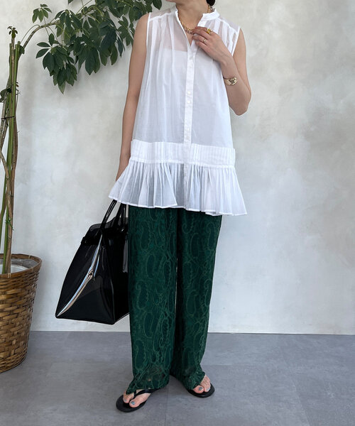 DouDou（ドゥドゥ）の「プリーツ切替タンクブラウス（シャツ/ブラウス・レディース・ホワイト/ブラウン/ブラック・FREE）」の13枚目の写真