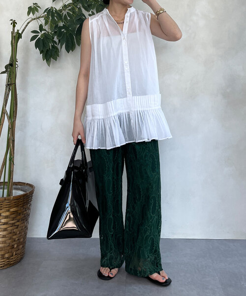 DouDou（ドゥドゥ）の「プリーツ切替タンクブラウス（シャツ/ブラウス・レディース・ホワイト/ブラウン/ブラック・FREE）」の14枚目の写真