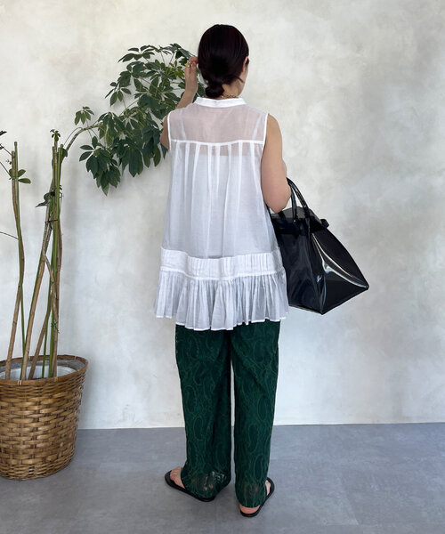 DouDou（ドゥドゥ）の「プリーツ切替タンクブラウス（シャツ/ブラウス・レディース・ホワイト/ブラウン/ブラック・FREE）」の16枚目の写真