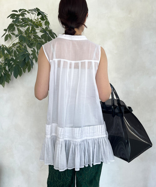 DouDou（ドゥドゥ）の「プリーツ切替タンクブラウス（シャツ/ブラウス・レディース・ホワイト/ブラウン/ブラック・FREE）」の17枚目の写真