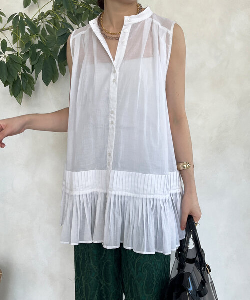 DouDou（ドゥドゥ）の「プリーツ切替タンクブラウス（シャツ/ブラウス・レディース・ホワイト/ブラウン/ブラック・FREE）」の19枚目の写真