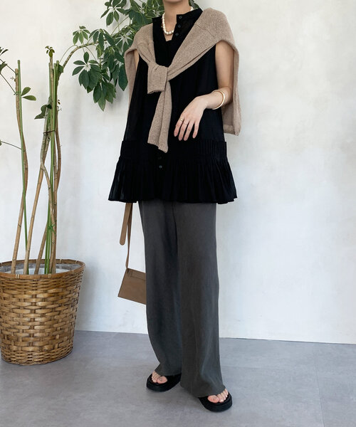 DouDou（ドゥドゥ）の「プリーツ切替タンクブラウス（シャツ/ブラウス・レディース・ホワイト/ブラウン/ブラック・FREE）」の21枚目の写真