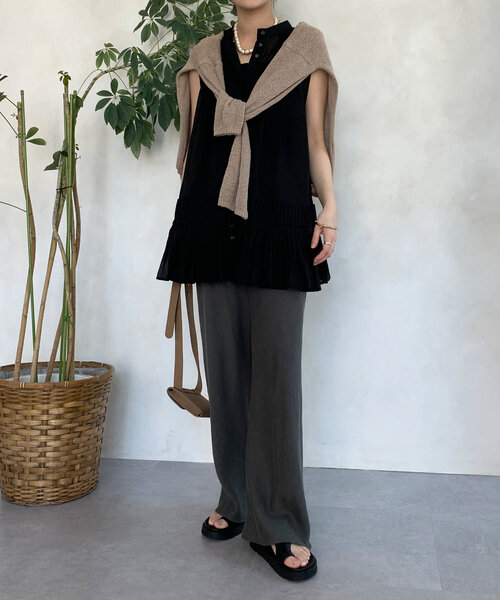 DouDou（ドゥドゥ）の「プリーツ切替タンクブラウス（シャツ/ブラウス・レディース・ホワイト/ブラウン/ブラック・FREE）」の22枚目の写真