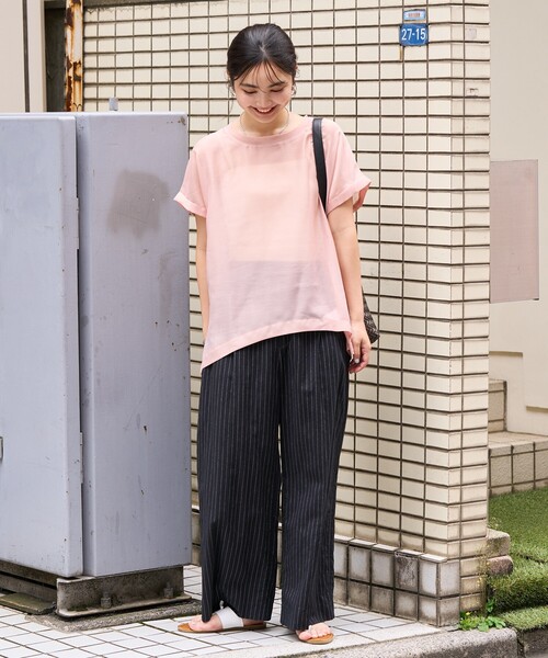FREAK'S STORE(フリークスストア)の「フレンチスリーブ シアーTシャツ ブラウス/シアーブラウス(Tシャツ/カットソー・レディース・ピンク/ブラック/オフホワイト・フリ-)」の17枚目の写真