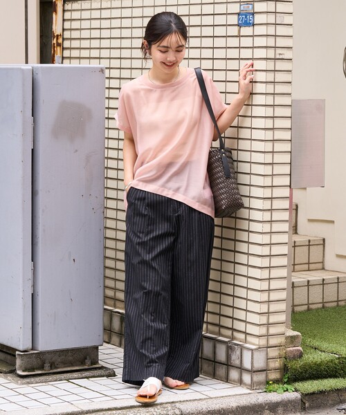 FREAK'S STORE(フリークスストア)の「フレンチスリーブ シアーTシャツ ブラウス/シアーブラウス(Tシャツ/カットソー・レディース・ピンク/ブラック/オフホワイト・フリ-)」の20枚目の写真
