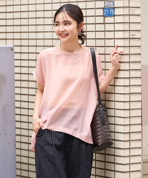 FREAK'S STORE(フリークスストア)の「フレンチスリーブ シアーTシャツ ブラウス/シアーブラウス(Tシャツ/カットソー・レディース・ピンク/ブラック/オフホワイト・フリ-)」の21枚目の写真